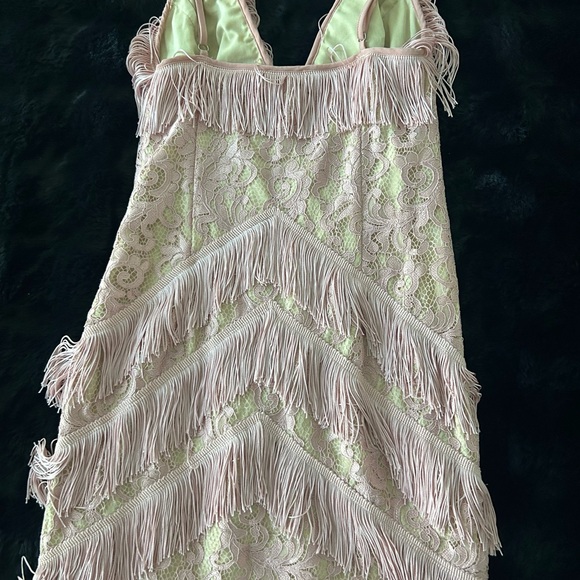 PrettyLittleThing Pink Lace Fringe Mini Dress - Picture 13 of 16